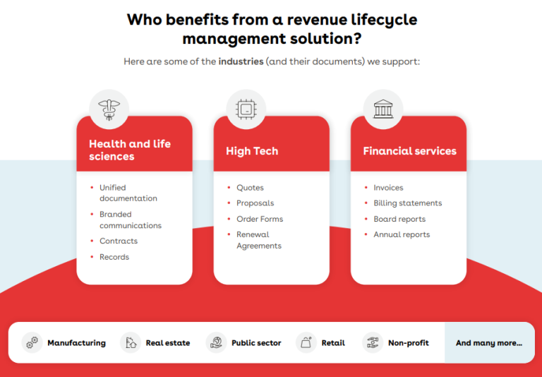 Who benefits from a revenue lifecycle management solution?
