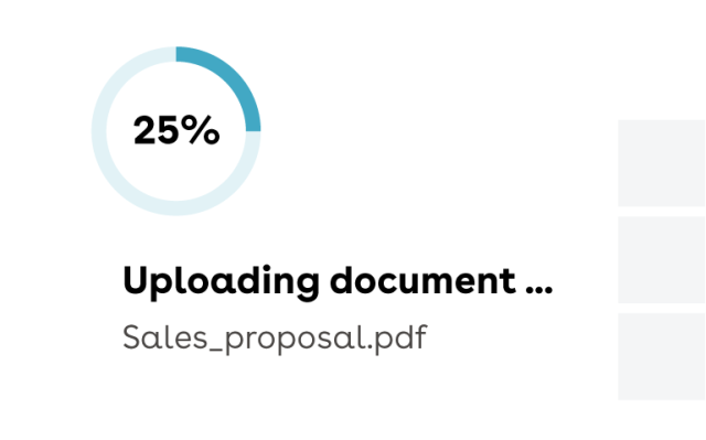 25% | Uploading document... Sales_proposal.pdf