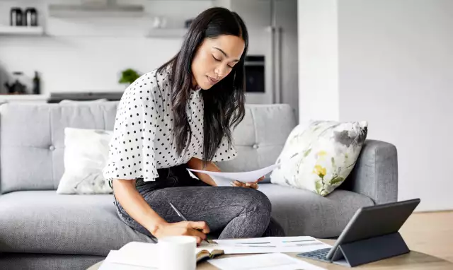 Woman working at home