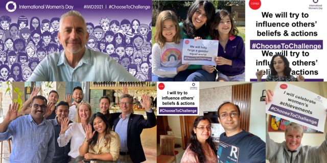 Collage of Conga team members celebrating International Women's Day