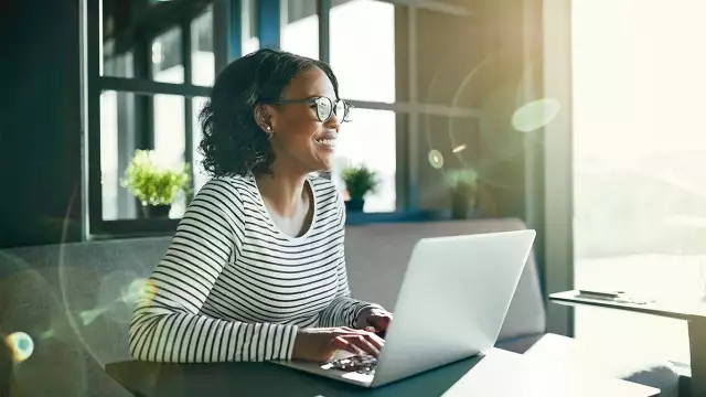 Woman using laptop