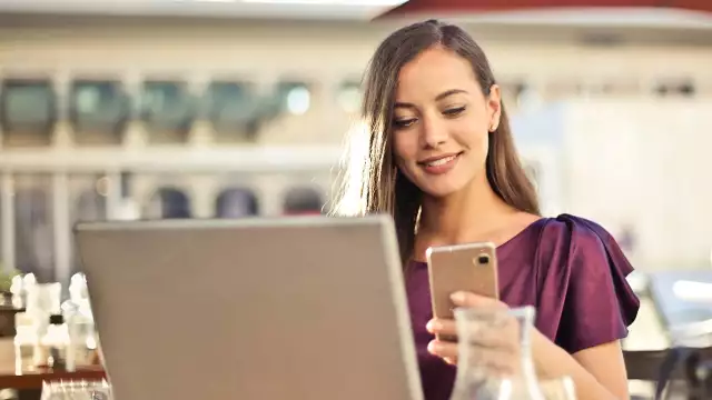 Woman working in coffee shop