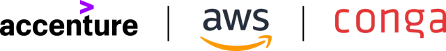 Accenture, AWS, and Conga logos