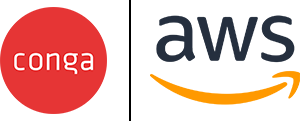 Conga logo and AWS logo