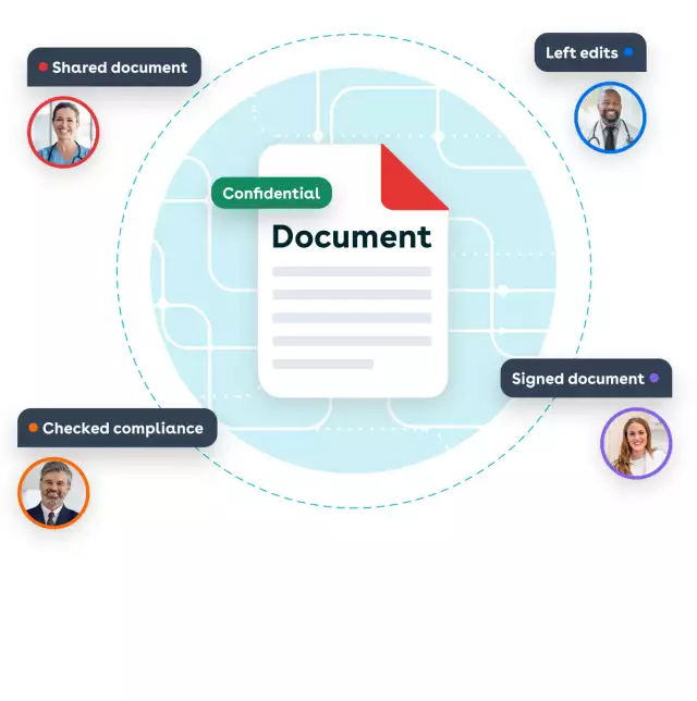 Healthcare document being worked on by multiple parties