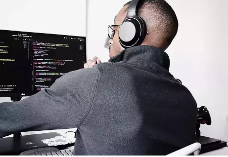 Man looking at code