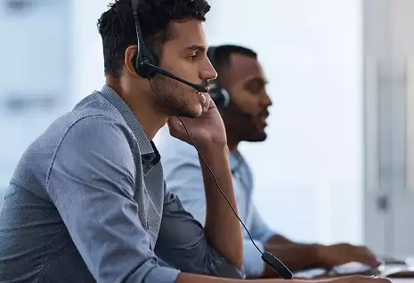 Man talking on headset