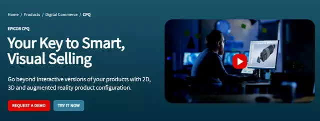 Epicor CPQ solution page. 