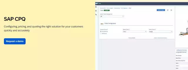Page of SAP CPQ product.