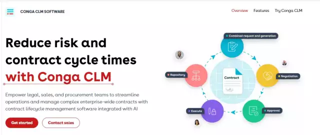 Conga CLM tool homepage.