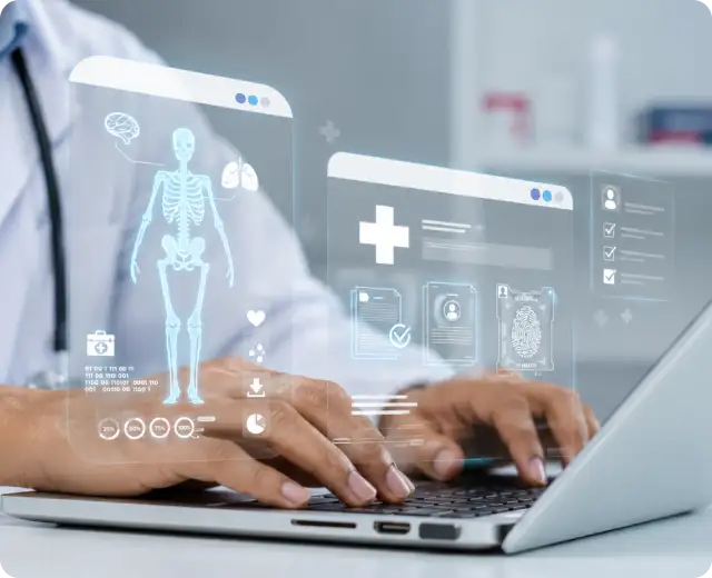A doctor working on computer