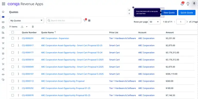 CPQ Dashboard