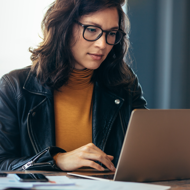 Woman working on a laptop