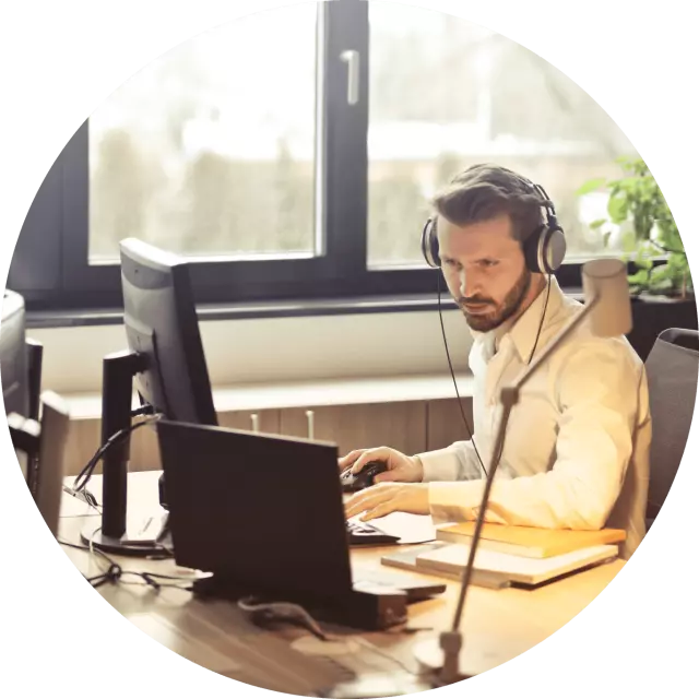 Man working on laptop