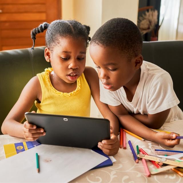 Two children learning
