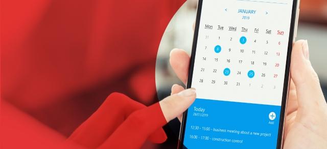 Person looking at calendar on phone