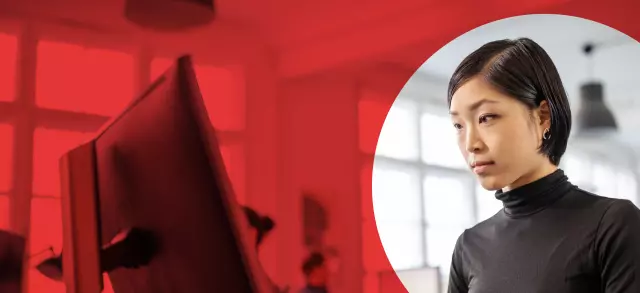 Woman working on laptop