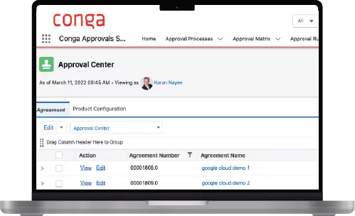 Conga Approvals product interface