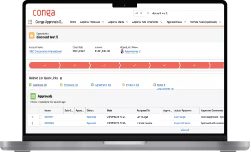 Conga Approvals product interface