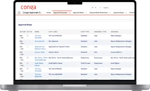 Conga Approvals product interface