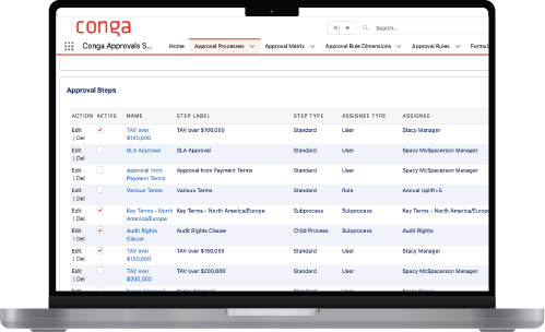 Conga Approvals product interface