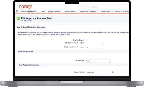 Conga Approvals product interface