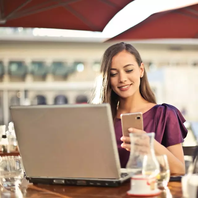 Woman working in coffee shop