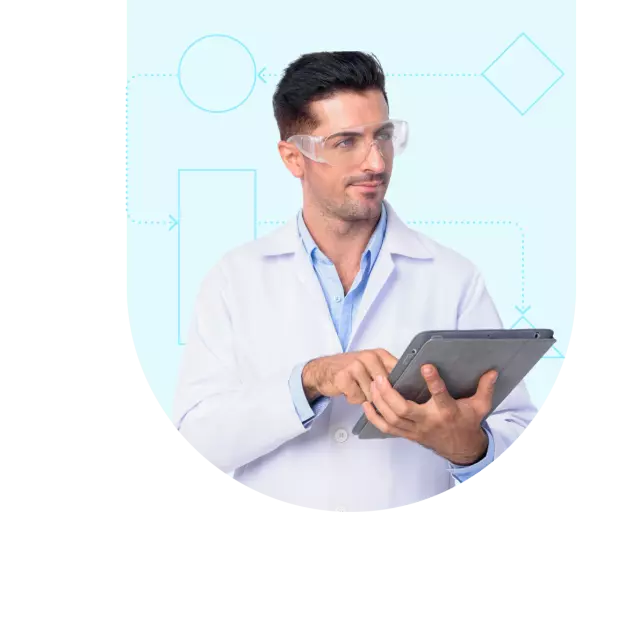 Scientist holding a tablet