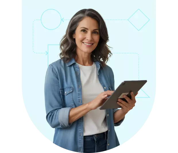 Woman holding a tablet