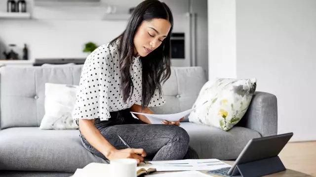 Woman working at home