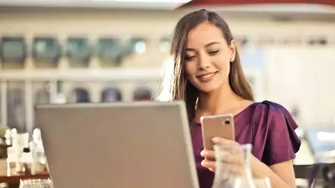 Woman working in coffee shop