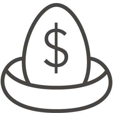 Money symbol on egg in nest icon