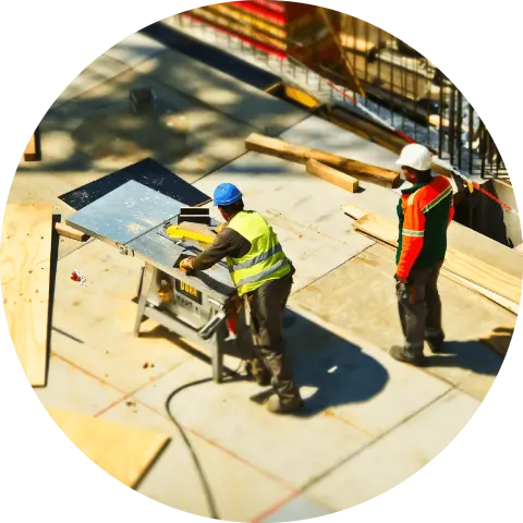 Construction workers building