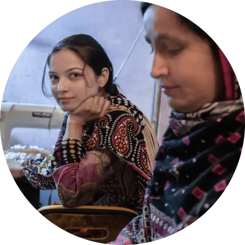 One woman looking at another