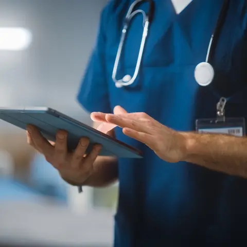 Nurse using tablet