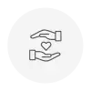 Hands holding a heart icon