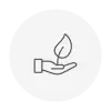 Hand holding a growing leaf icon